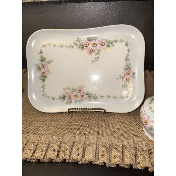 Weimar Porcelain Germany Serving Platter Floral Round Bowl Top Scalloped Edge - Picture 3 of 11